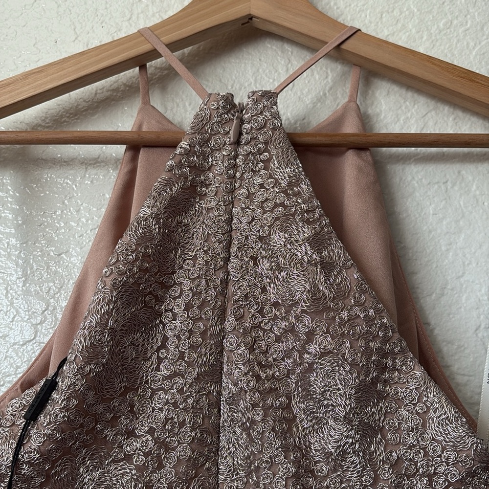 Nwt Halston Evening Collection Almond Blush Halter Gown  Maxi Dress - Picture 8 of 14